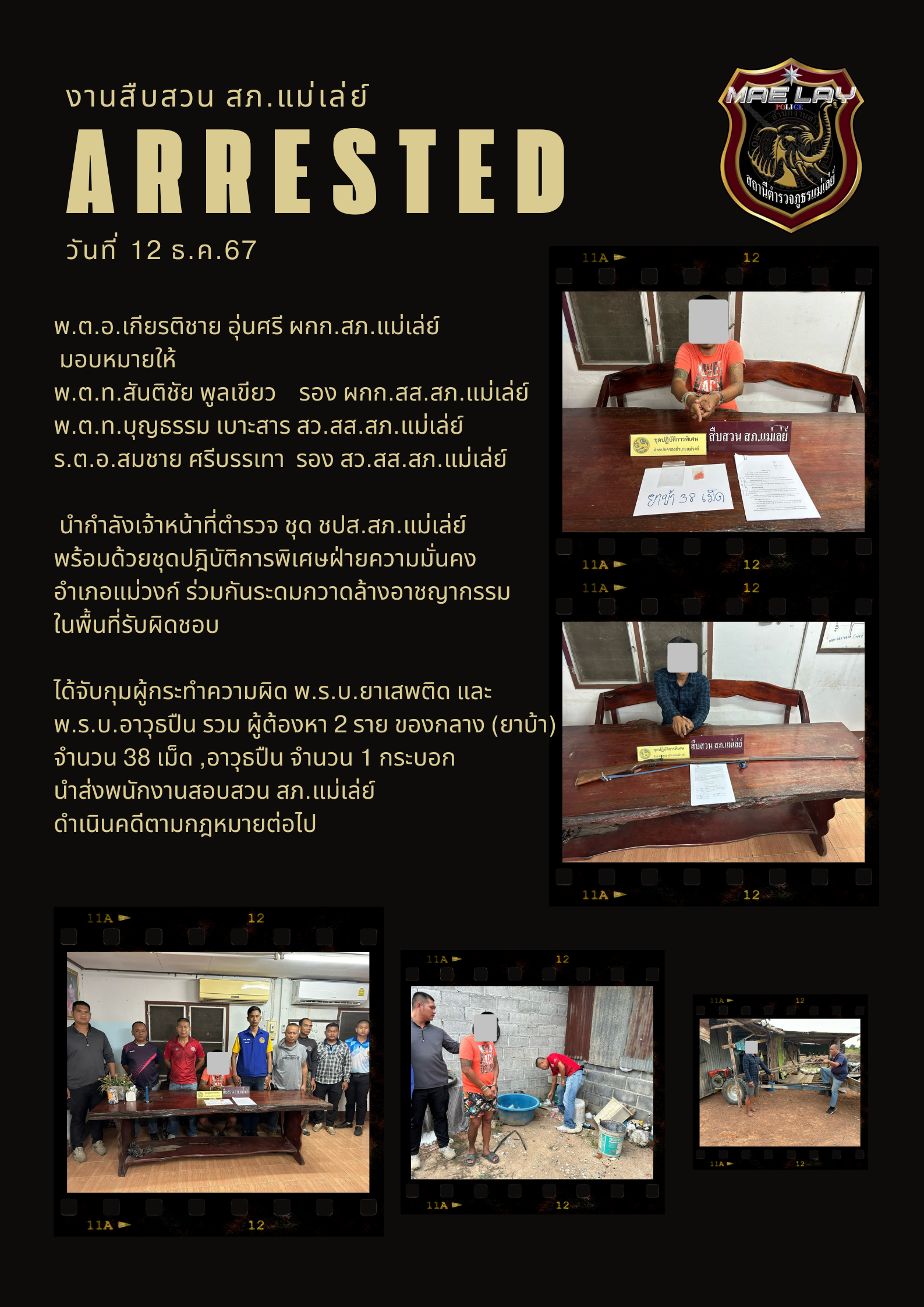 งานสืบสวน สภ.แม่เล่ย์ ธ.ค.67